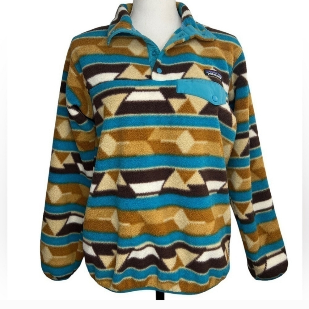 Patagonia Synchilla Women's Snap-T Aztec Blue & Brown Southwest Pullover